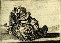 An illustration from Gulden-spiegel; ofte, Opweckinge tot christelijke deugden, afgebeeld in twee deelen ... Noch is hier by-gevoeght Thamars ontschaking; of, De verdoolde liefde van Ammon. Als mede de Vermaeckelijcke bruylofts-kroon ... gerijmt door Jacob Coenraeds Mayvogel (1699)