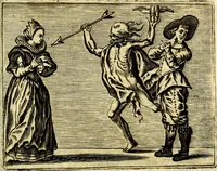 An illustration from Gulden-spiegel; ofte, Opweckinge tot christelijke deugden, afgebeeld in twee deelen ... Noch is hier by-gevoeght Thamars ontschaking; of, De verdoolde liefde van Ammon. Als mede de Vermaeckelijcke bruylofts-kroon ... gerijmt door Jacob Coenraeds Mayvogel (1699)