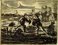 An illustration from Gulden-spiegel; ofte, Opweckinge tot christelijke deugden, afgebeeld in twee deelen ... Noch is hier by-gevoeght Thamars ontschaking; of, De verdoolde liefde van Ammon. Als mede de Vermaeckelijcke bruylofts-kroon ... gerijmt door Jacob Coenraeds Mayvogel (1699)