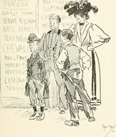 An illustration from Phil May's Gutter-snipes; 50 original sketches in pen and ink (1896)