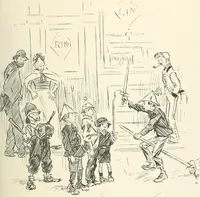 An illustration from Phil May's Gutter-snipes; 50 original sketches in pen and ink (1896)