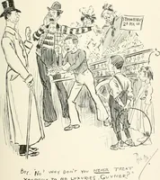 An illustration from Phil May's Gutter-snipes; 50 original sketches in pen and ink (1896)