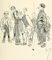An illustration from Phil May's Gutter-snipes; 50 original sketches in pen and ink (1896)