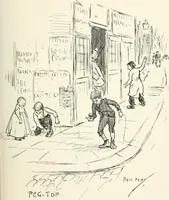 An illustration from Phil May's Gutter-snipes; 50 original sketches in pen and ink (1896)