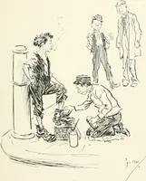 An illustration from Phil May's Gutter-snipes; 50 original sketches in pen and ink (1896)
