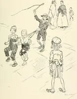 An illustration from Phil May's Gutter-snipes; 50 original sketches in pen and ink (1896)