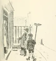An illustration from Phil May's Gutter-snipes; 50 original sketches in pen and ink (1896)