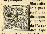 An illustration from Habes hoc in libro ca[n]dide lector Hebraicas institutiones. : in quib[us] quicquid est gra[m]matices hebraicæ facultatis edocetur ad amussim, de literis, punctis, acce[n]tibus, nomine, [et] nominum speciebus, de pronominibus, [et] eoru[mque] cu[m] nominibus, [et] verbis coniu[n]ctione, de verbo [et] verboru[m] co[n]iugationibus, [et] distinctione, in perfecta, quiescentia, defectiua, geminata, de partibus indeclinabilibus, præpositionibus, co[n]iu[n]ctio[n]ibus, aduerbijs, de regulis expone[n]di arcanas literas [et] de figuris, vt paucissima sint desidera[n]da, quas nuper ædidit reuere[n]dus sacræ theolo. do. Sanctes Pagninus .. (1526)