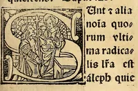 An illustration from Habes hoc in libro ca[n]dide lector Hebraicas institutiones. : in quib[us] quicquid est gra[m]matices hebraicæ facultatis edocetur ad amussim, de literis, punctis, acce[n]tibus, nomine, [et] nominum speciebus, de pronominibus, [et] eoru[mque] cu[m] nominibus, [et] verbis coniu[n]ctione, de verbo [et] verboru[m] co[n]iugationibus, [et] distinctione, in perfecta, quiescentia, defectiua, geminata, de partibus indeclinabilibus, præpositionibus, co[n]iu[n]ctio[n]ibus, aduerbijs, de regulis expone[n]di arcanas literas [et] de figuris, vt paucissima sint desidera[n]da, quas nuper ædidit reuere[n]dus sacræ theolo. do. Sanctes Pagninus .. (1526)