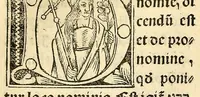 An illustration from Habes hoc in libro ca[n]dide lector Hebraicas institutiones. : in quib[us] quicquid est gra[m]matices hebraicæ facultatis edocetur ad amussim, de literis, punctis, acce[n]tibus, nomine, [et] nominum speciebus, de pronominibus, [et] eoru[mque] cu[m] nominibus, [et] verbis coniu[n]ctione, de verbo [et] verboru[m] co[n]iugationibus, [et] distinctione, in perfecta, quiescentia, defectiua, geminata, de partibus indeclinabilibus, præpositionibus, co[n]iu[n]ctio[n]ibus, aduerbijs, de regulis expone[n]di arcanas literas [et] de figuris, vt paucissima sint desidera[n]da, quas nuper ædidit reuere[n]dus sacræ theolo. do. Sanctes Pagninus .. (1526)