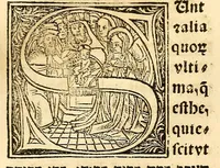 An illustration from Habes hoc in libro ca[n]dide lector Hebraicas institutiones. : in quib[us] quicquid est gra[m]matices hebraicæ facultatis edocetur ad amussim, de literis, punctis, acce[n]tibus, nomine, [et] nominum speciebus, de pronominibus, [et] eoru[mque] cu[m] nominibus, [et] verbis coniu[n]ctione, de verbo [et] verboru[m] co[n]iugationibus, [et] distinctione, in perfecta, quiescentia, defectiua, geminata, de partibus indeclinabilibus, præpositionibus, co[n]iu[n]ctio[n]ibus, aduerbijs, de regulis expone[n]di arcanas literas [et] de figuris, vt paucissima sint desidera[n]da, quas nuper ædidit reuere[n]dus sacræ theolo. do. Sanctes Pagninus .. (1526)