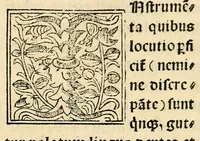 An illustration from Habes hoc in libro ca[n]dide lector Hebraicas institutiones. : in quib[us] quicquid est gra[m]matices hebraicæ facultatis edocetur ad amussim, de literis, punctis, acce[n]tibus, nomine, [et] nominum speciebus, de pronominibus, [et] eoru[mque] cu[m] nominibus, [et] verbis coniu[n]ctione, de verbo [et] verboru[m] co[n]iugationibus, [et] distinctione, in perfecta, quiescentia, defectiua, geminata, de partibus indeclinabilibus, præpositionibus, co[n]iu[n]ctio[n]ibus, aduerbijs, de regulis expone[n]di arcanas literas [et] de figuris, vt paucissima sint desidera[n]da, quas nuper ædidit reuere[n]dus sacræ theolo. do. Sanctes Pagninus .. (1526)