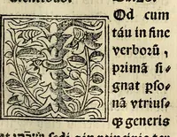 An illustration from Habes hoc in libro ca[n]dide lector Hebraicas institutiones. : in quib[us] quicquid est gra[m]matices hebraicæ facultatis edocetur ad amussim, de literis, punctis, acce[n]tibus, nomine, [et] nominum speciebus, de pronominibus, [et] eoru[mque] cu[m] nominibus, [et] verbis coniu[n]ctione, de verbo [et] verboru[m] co[n]iugationibus, [et] distinctione, in perfecta, quiescentia, defectiua, geminata, de partibus indeclinabilibus, præpositionibus, co[n]iu[n]ctio[n]ibus, aduerbijs, de regulis expone[n]di arcanas literas [et] de figuris, vt paucissima sint desidera[n]da, quas nuper ædidit reuere[n]dus sacræ theolo. do. Sanctes Pagninus .. (1526)
