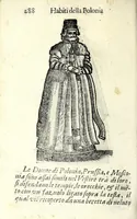An illustration from Habiti antichi, ouero, Raccolta di figvre delineate dal gran Titiano, e da Cesare Vecellio suo fratello, diligentemente intagliate, conforme alle nationi del mondo : libro vtilissimo a pittori, dissegnatori, scultori, architetti & ad ogni curioso, e peregrino ingegno (1664)
