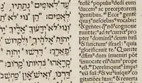 An illustration from Haec tibi pentadecas tetragonon respicit illud hospitium Petri [et] Pauli ter quinq[ue] dierum. : Namq[ue] instrume[n]tum vetus hebdoas innuit: octo lex noua signatur, ter quinq[ue] receptat vtrunq[ue]. (1514)
