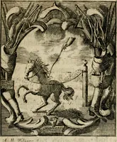 An illustration from Haimb-Garten zweyen Herren von Augspurg, eines Catholischen, und eines Lutherischen, angestellt uber etwelche Glaubens-Zweiffel, und in den Druck hervor gegeben (1710)
