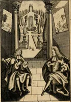 An illustration from Haimb-Garten zweyen Herren von Augspurg, eines Catholischen, und eines Lutherischen, angestellt uber etwelche Glaubens-Zweiffel, und in den Druck hervor gegeben (1710)