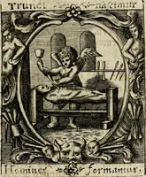 An illustration from Haimb-Garten zweyen Herren von Augspurg, eines Catholischen, und eines Lutherischen, angestellt uber etwelche Glaubens-Zweiffel, und in den Druck hervor gegeben (1710)