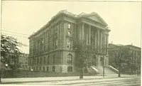 An illustration from A half century of Boston's building. The construction of buildings, the enactment of building laws and ordinances, sanitary laws, the ancient and modern building, building statistics, Boston's valuation, a chapter of Boston's big fire, fire losses, public lands account, prominent architects, contractors and builders, building materials and their source of supply inspection of buildings, the building and plumbing associations (1895)