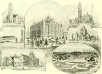 An illustration from A half century of Boston's building. The construction of buildings, the enactment of building laws and ordinances, sanitary laws, the ancient and modern building, building statistics, Boston's valuation, a chapter of Boston's big fire, fire losses, public lands account, prominent architects, contractors and builders, building materials and their source of supply inspection of buildings, the building and plumbing associations (1895)