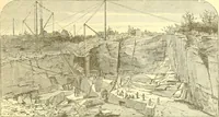An illustration from A half century of Boston's building. The construction of buildings, the enactment of building laws and ordinances, sanitary laws, the ancient and modern building, building statistics, Boston's valuation, a chapter of Boston's big fire, fire losses, public lands account, prominent architects, contractors and builders, building materials and their source of supply inspection of buildings, the building and plumbing associations (1895)