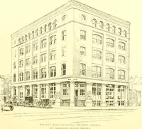 An illustration from A half century of Boston's building. The construction of buildings, the enactment of building laws and ordinances, sanitary laws, the ancient and modern building, building statistics, Boston's valuation, a chapter of Boston's big fire, fire losses, public lands account, prominent architects, contractors and builders, building materials and their source of supply inspection of buildings, the building and plumbing associations (1895)