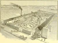 An illustration from A half century of Boston's building. The construction of buildings, the enactment of building laws and ordinances, sanitary laws, the ancient and modern building, building statistics, Boston's valuation, a chapter of Boston's big fire, fire losses, public lands account, prominent architects, contractors and builders, building materials and their source of supply inspection of buildings, the building and plumbing associations (1895)