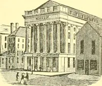 An illustration from A half century of Boston's building. The construction of buildings, the enactment of building laws and ordinances, sanitary laws, the ancient and modern building, building statistics, Boston's valuation, a chapter of Boston's big fire, fire losses, public lands account, prominent architects, contractors and builders, building materials and their source of supply inspection of buildings, the building and plumbing associations (1895)