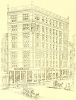 An illustration from A half century of Boston's building. The construction of buildings, the enactment of building laws and ordinances, sanitary laws, the ancient and modern building, building statistics, Boston's valuation, a chapter of Boston's big fire, fire losses, public lands account, prominent architects, contractors and builders, building materials and their source of supply inspection of buildings, the building and plumbing associations (1895)