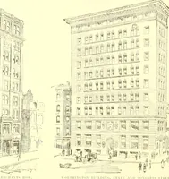An illustration from A half century of Boston's building. The construction of buildings, the enactment of building laws and ordinances, sanitary laws, the ancient and modern building, building statistics, Boston's valuation, a chapter of Boston's big fire, fire losses, public lands account, prominent architects, contractors and builders, building materials and their source of supply inspection of buildings, the building and plumbing associations (1895)