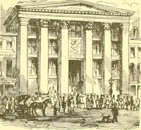 An illustration from A half century of Boston's building. The construction of buildings, the enactment of building laws and ordinances, sanitary laws, the ancient and modern building, building statistics, Boston's valuation, a chapter of Boston's big fire, fire losses, public lands account, prominent architects, contractors and builders, building materials and their source of supply inspection of buildings, the building and plumbing associations (1895)
