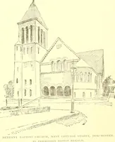 An illustration from A half century of Boston's building. The construction of buildings, the enactment of building laws and ordinances, sanitary laws, the ancient and modern building, building statistics, Boston's valuation, a chapter of Boston's big fire, fire losses, public lands account, prominent architects, contractors and builders, building materials and their source of supply inspection of buildings, the building and plumbing associations (1895)