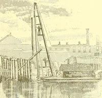 An illustration from A half century of Boston's building. The construction of buildings, the enactment of building laws and ordinances, sanitary laws, the ancient and modern building, building statistics, Boston's valuation, a chapter of Boston's big fire, fire losses, public lands account, prominent architects, contractors and builders, building materials and their source of supply inspection of buildings, the building and plumbing associations (1895)