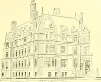 An illustration from A half century of Boston's building. The construction of buildings, the enactment of building laws and ordinances, sanitary laws, the ancient and modern building, building statistics, Boston's valuation, a chapter of Boston's big fire, fire losses, public lands account, prominent architects, contractors and builders, building materials and their source of supply inspection of buildings, the building and plumbing associations (1895)