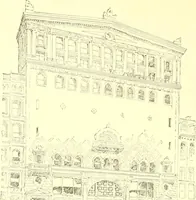An illustration from A half century of Boston's building. The construction of buildings, the enactment of building laws and ordinances, sanitary laws, the ancient and modern building, building statistics, Boston's valuation, a chapter of Boston's big fire, fire losses, public lands account, prominent architects, contractors and builders, building materials and their source of supply inspection of buildings, the building and plumbing associations (1895)