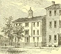 An illustration from A half century of Boston's building. The construction of buildings, the enactment of building laws and ordinances, sanitary laws, the ancient and modern building, building statistics, Boston's valuation, a chapter of Boston's big fire, fire losses, public lands account, prominent architects, contractors and builders, building materials and their source of supply inspection of buildings, the building and plumbing associations (1895)