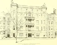 An illustration from A half century of Boston's building. The construction of buildings, the enactment of building laws and ordinances, sanitary laws, the ancient and modern building, building statistics, Boston's valuation, a chapter of Boston's big fire, fire losses, public lands account, prominent architects, contractors and builders, building materials and their source of supply inspection of buildings, the building and plumbing associations (1895)