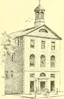 An illustration from A half century of Boston's building. The construction of buildings, the enactment of building laws and ordinances, sanitary laws, the ancient and modern building, building statistics, Boston's valuation, a chapter of Boston's big fire, fire losses, public lands account, prominent architects, contractors and builders, building materials and their source of supply inspection of buildings, the building and plumbing associations (1895)
