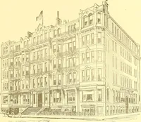 An illustration from A half century of Boston's building. The construction of buildings, the enactment of building laws and ordinances, sanitary laws, the ancient and modern building, building statistics, Boston's valuation, a chapter of Boston's big fire, fire losses, public lands account, prominent architects, contractors and builders, building materials and their source of supply inspection of buildings, the building and plumbing associations (1895)