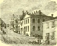 An illustration from A half century of Boston's building. The construction of buildings, the enactment of building laws and ordinances, sanitary laws, the ancient and modern building, building statistics, Boston's valuation, a chapter of Boston's big fire, fire losses, public lands account, prominent architects, contractors and builders, building materials and their source of supply inspection of buildings, the building and plumbing associations (1895)