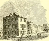 An illustration from A half century of Boston's building. The construction of buildings, the enactment of building laws and ordinances, sanitary laws, the ancient and modern building, building statistics, Boston's valuation, a chapter of Boston's big fire, fire losses, public lands account, prominent architects, contractors and builders, building materials and their source of supply inspection of buildings, the building and plumbing associations (1895)