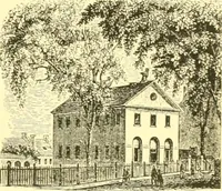 An illustration from A half century of Boston's building. The construction of buildings, the enactment of building laws and ordinances, sanitary laws, the ancient and modern building, building statistics, Boston's valuation, a chapter of Boston's big fire, fire losses, public lands account, prominent architects, contractors and builders, building materials and their source of supply inspection of buildings, the building and plumbing associations (1895)