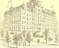 An illustration from A half century of Boston's building. The construction of buildings, the enactment of building laws and ordinances, sanitary laws, the ancient and modern building, building statistics, Boston's valuation, a chapter of Boston's big fire, fire losses, public lands account, prominent architects, contractors and builders, building materials and their source of supply inspection of buildings, the building and plumbing associations (1895)