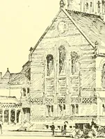 An illustration from A half century of Boston's building. The construction of buildings, the enactment of building laws and ordinances, sanitary laws, the ancient and modern building, building statistics, Boston's valuation, a chapter of Boston's big fire, fire losses, public lands account, prominent architects, contractors and builders, building materials and their source of supply inspection of buildings, the building and plumbing associations (1895)