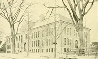 An illustration from A half century of Boston's building. The construction of buildings, the enactment of building laws and ordinances, sanitary laws, the ancient and modern building, building statistics, Boston's valuation, a chapter of Boston's big fire, fire losses, public lands account, prominent architects, contractors and builders, building materials and their source of supply inspection of buildings, the building and plumbing associations (1895)