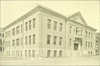 An illustration from A half century of Boston's building. The construction of buildings, the enactment of building laws and ordinances, sanitary laws, the ancient and modern building, building statistics, Boston's valuation, a chapter of Boston's big fire, fire losses, public lands account, prominent architects, contractors and builders, building materials and their source of supply inspection of buildings, the building and plumbing associations (1895)