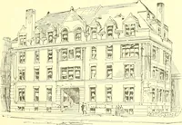 An illustration from A half century of Boston's building. The construction of buildings, the enactment of building laws and ordinances, sanitary laws, the ancient and modern building, building statistics, Boston's valuation, a chapter of Boston's big fire, fire losses, public lands account, prominent architects, contractors and builders, building materials and their source of supply inspection of buildings, the building and plumbing associations (1895)