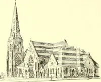 An illustration from A half century of Boston's building. The construction of buildings, the enactment of building laws and ordinances, sanitary laws, the ancient and modern building, building statistics, Boston's valuation, a chapter of Boston's big fire, fire losses, public lands account, prominent architects, contractors and builders, building materials and their source of supply inspection of buildings, the building and plumbing associations (1895)