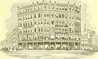 An illustration from A half century of Boston's building. The construction of buildings, the enactment of building laws and ordinances, sanitary laws, the ancient and modern building, building statistics, Boston's valuation, a chapter of Boston's big fire, fire losses, public lands account, prominent architects, contractors and builders, building materials and their source of supply inspection of buildings, the building and plumbing associations (1895)