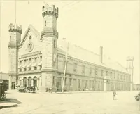 An illustration from A half century of Boston's building. The construction of buildings, the enactment of building laws and ordinances, sanitary laws, the ancient and modern building, building statistics, Boston's valuation, a chapter of Boston's big fire, fire losses, public lands account, prominent architects, contractors and builders, building materials and their source of supply inspection of buildings, the building and plumbing associations (1895)